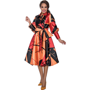 Dresses By Nubiano 100131 Twill Print Dress